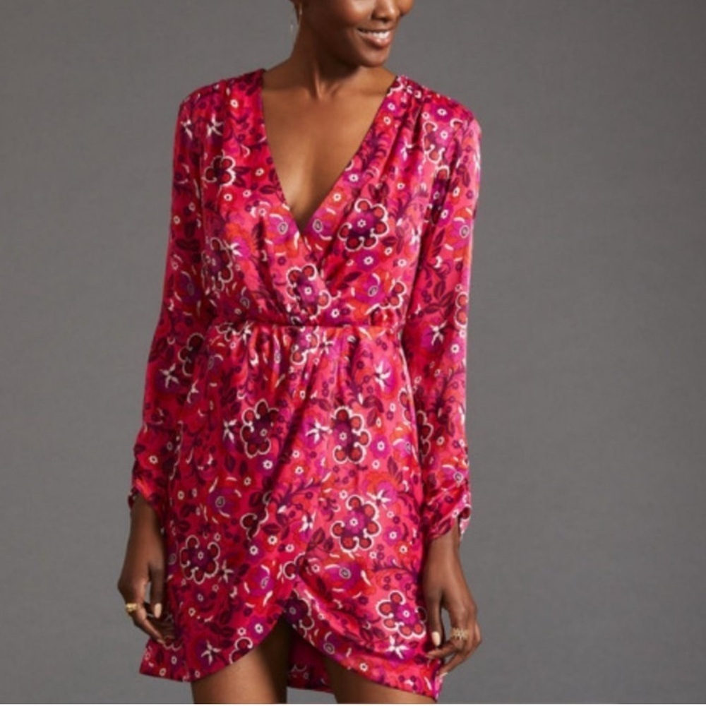 Anthropologie Maeve Wrap Dress Pink Floral XS
NWT